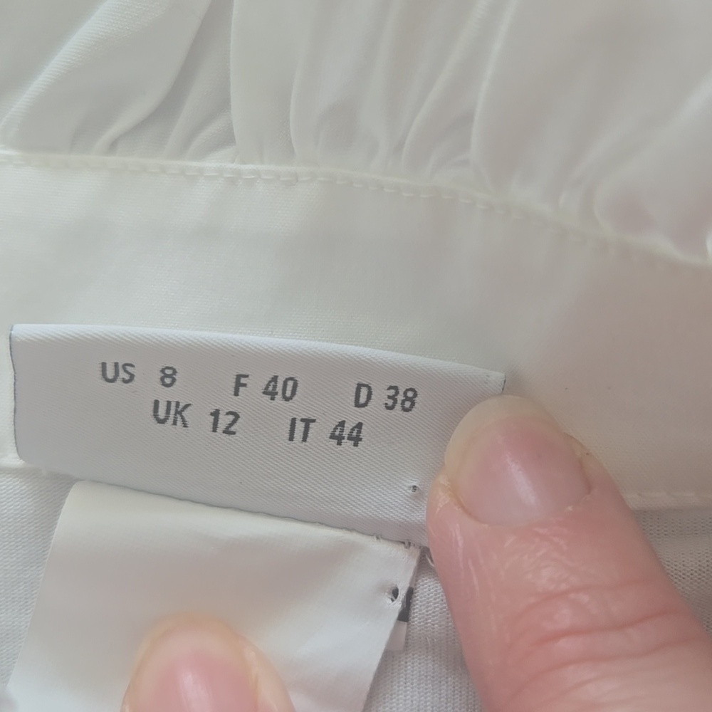 Akris Punto White Cotton Poplin And Elastane Ruffled Button Down Size 8 - Picture 14 of 16